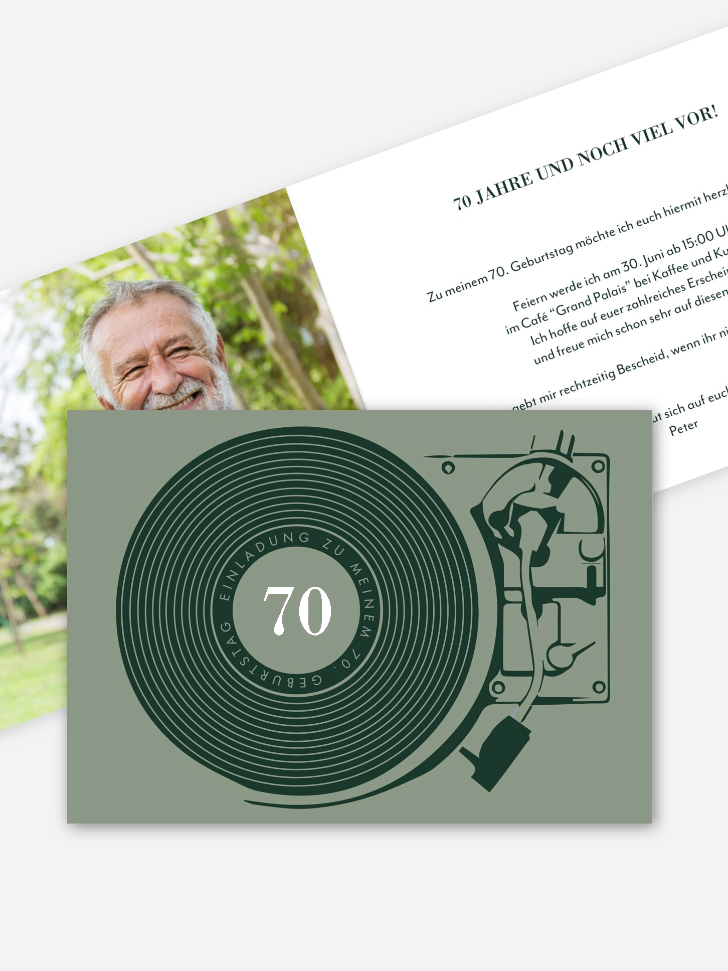 Einladung 70. Geburtstag Record Player