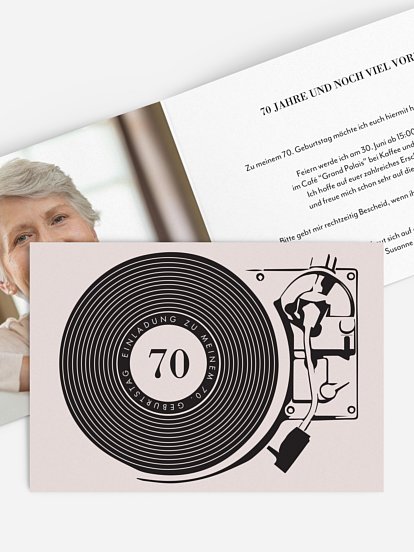 Einladung 70. Geburtstag Record Player