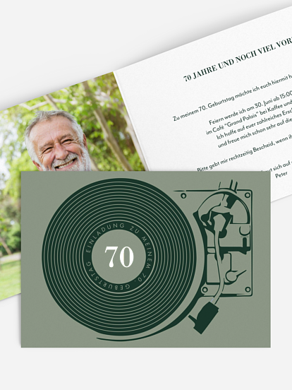Einladung 70. Geburtstag Record Player