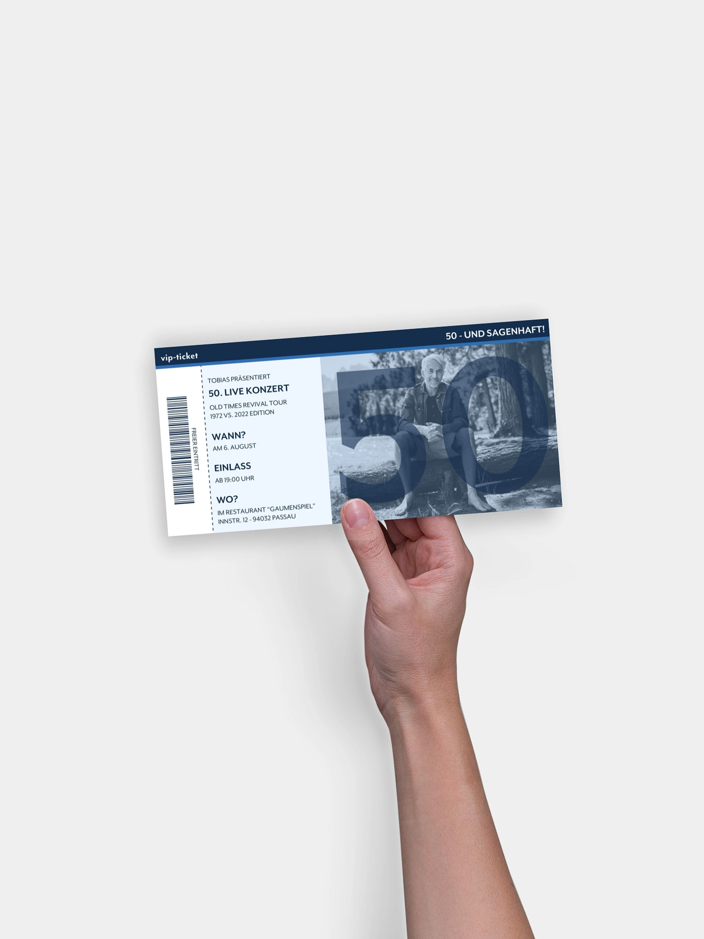 Einladung 50. Geburtstag Konzert Ticket