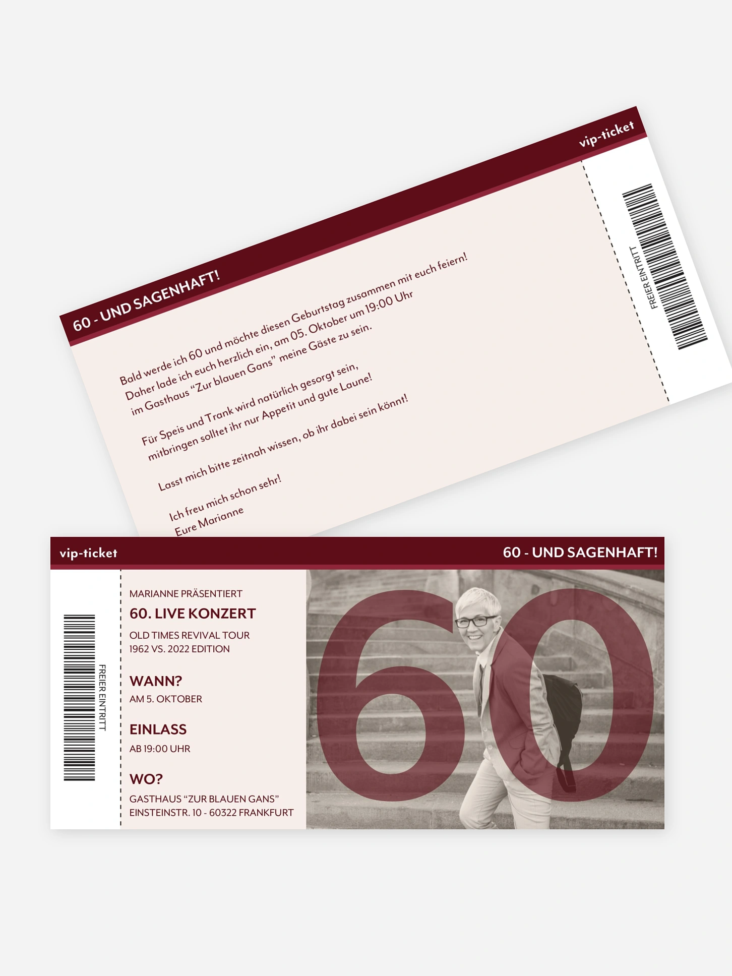 Einladung 60. Geburtstag Konzert Ticket