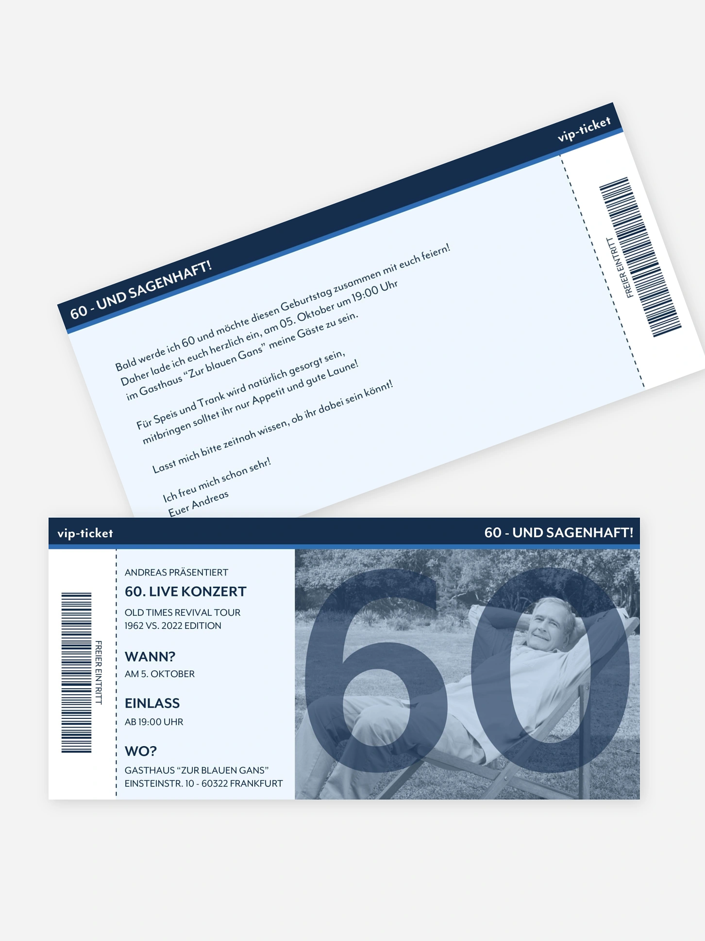 Einladung 60. Geburtstag Konzert Ticket