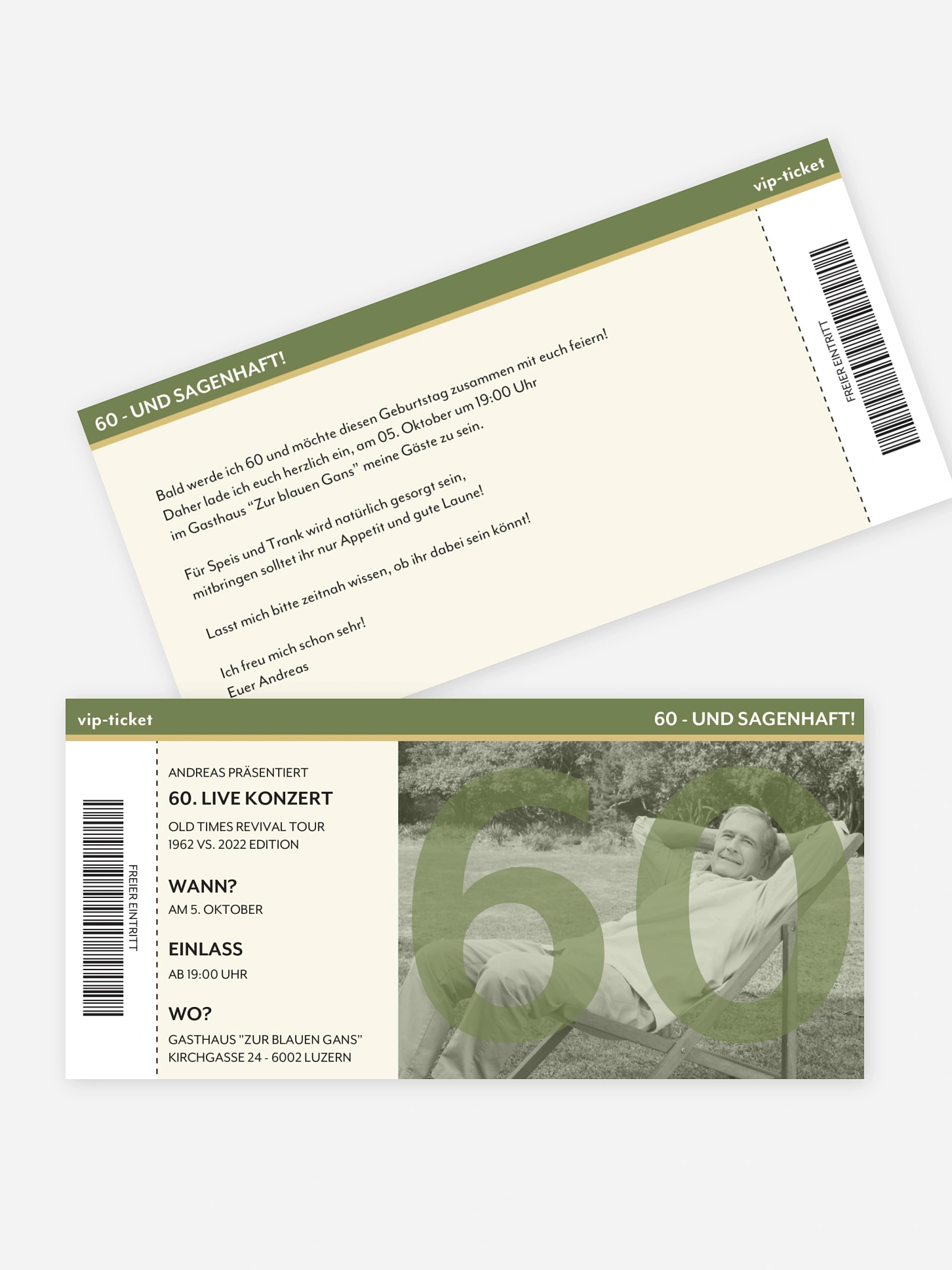 Einladung 60. Geburtstag Konzert Ticket