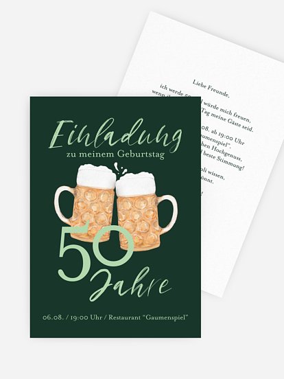 Einladung 50. Geburtstag Prost