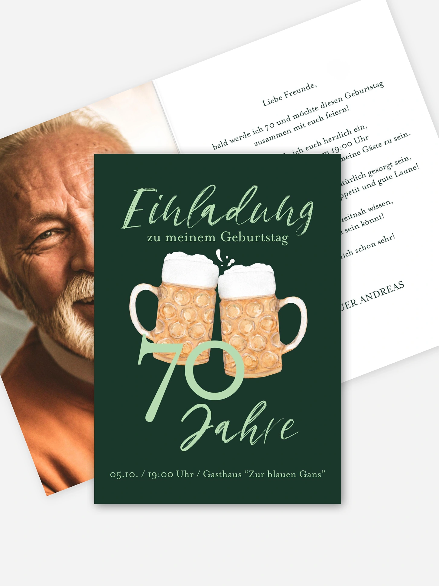 Einladung 70. Geburtstag Prost