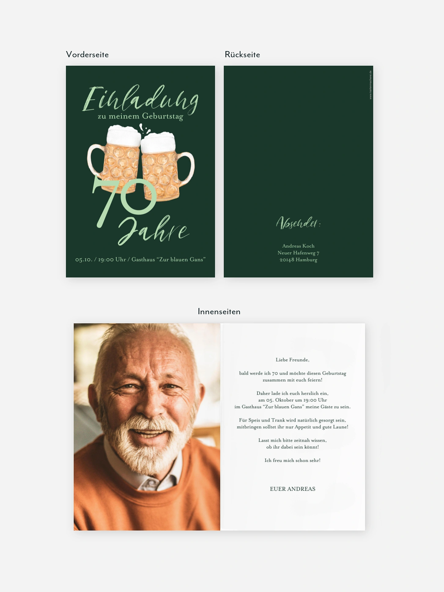 Einladung 70. Geburtstag Prost