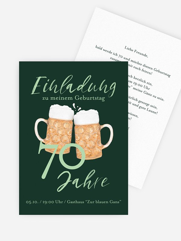 Einladung 70. Geburtstag Prost
