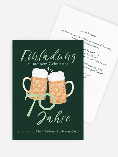 Einladung 70. Geburtstag Prost