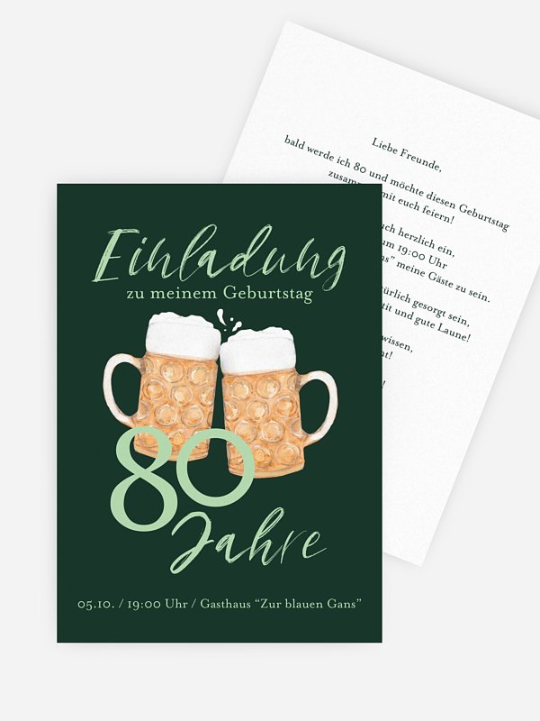 Einladung 80. Geburtstag Prost