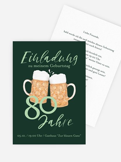 Einladung 80. Geburtstag Prost