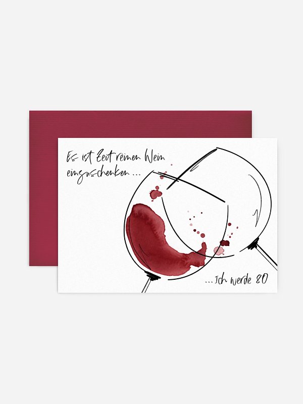 Einladung 80. Geburtstag "Reiner Wein"