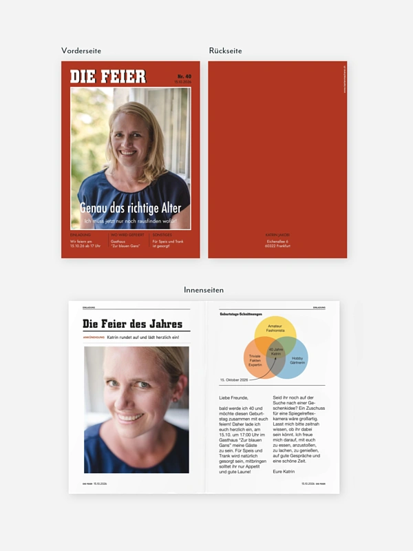 Einladung 40. Geburtstag Die Feier
