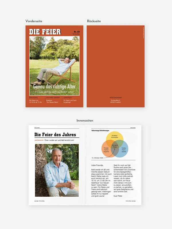 Einladung 60. Geburtstag Die Feier
