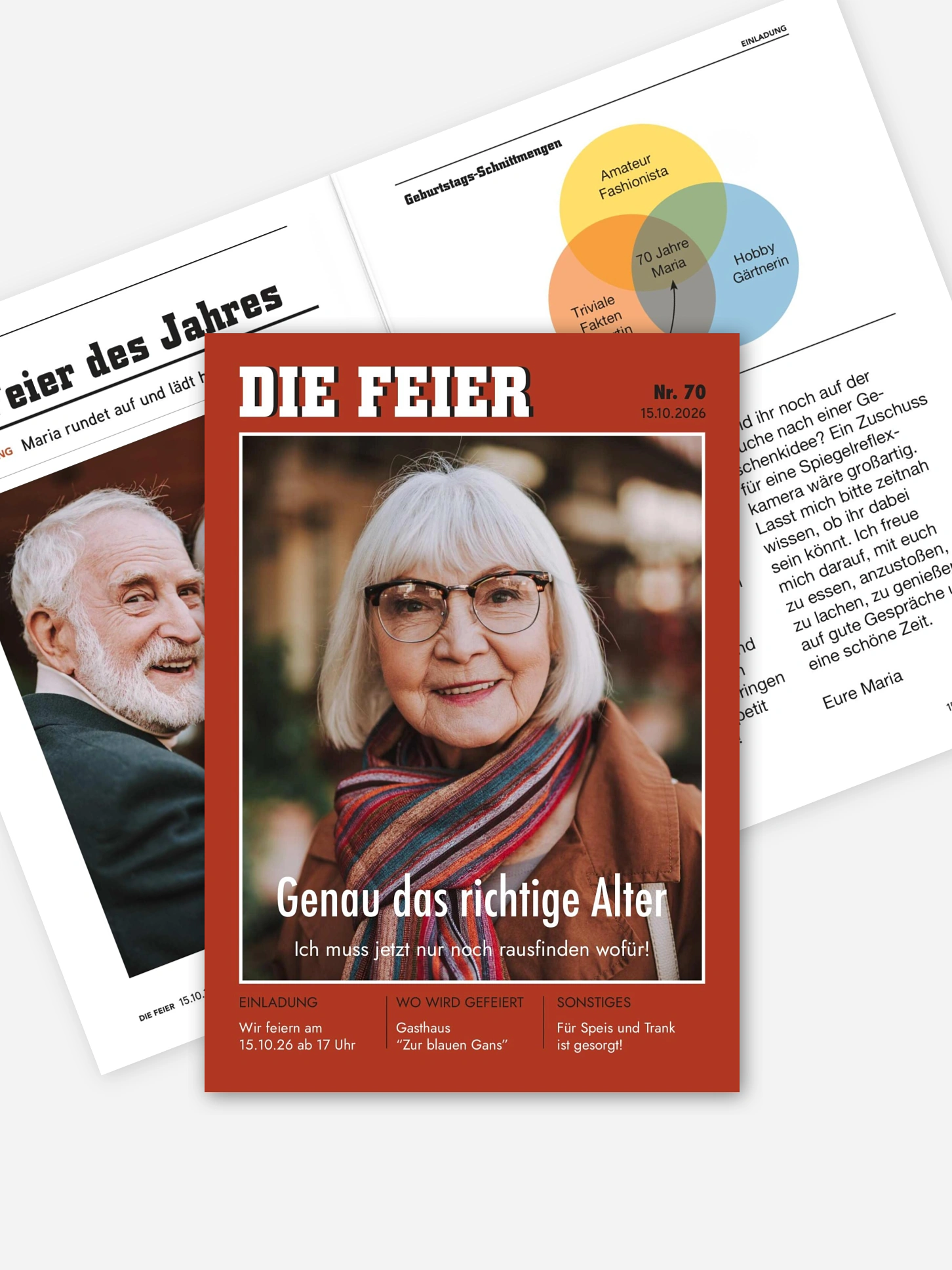 Einladung 70. Geburtstag Die Feier