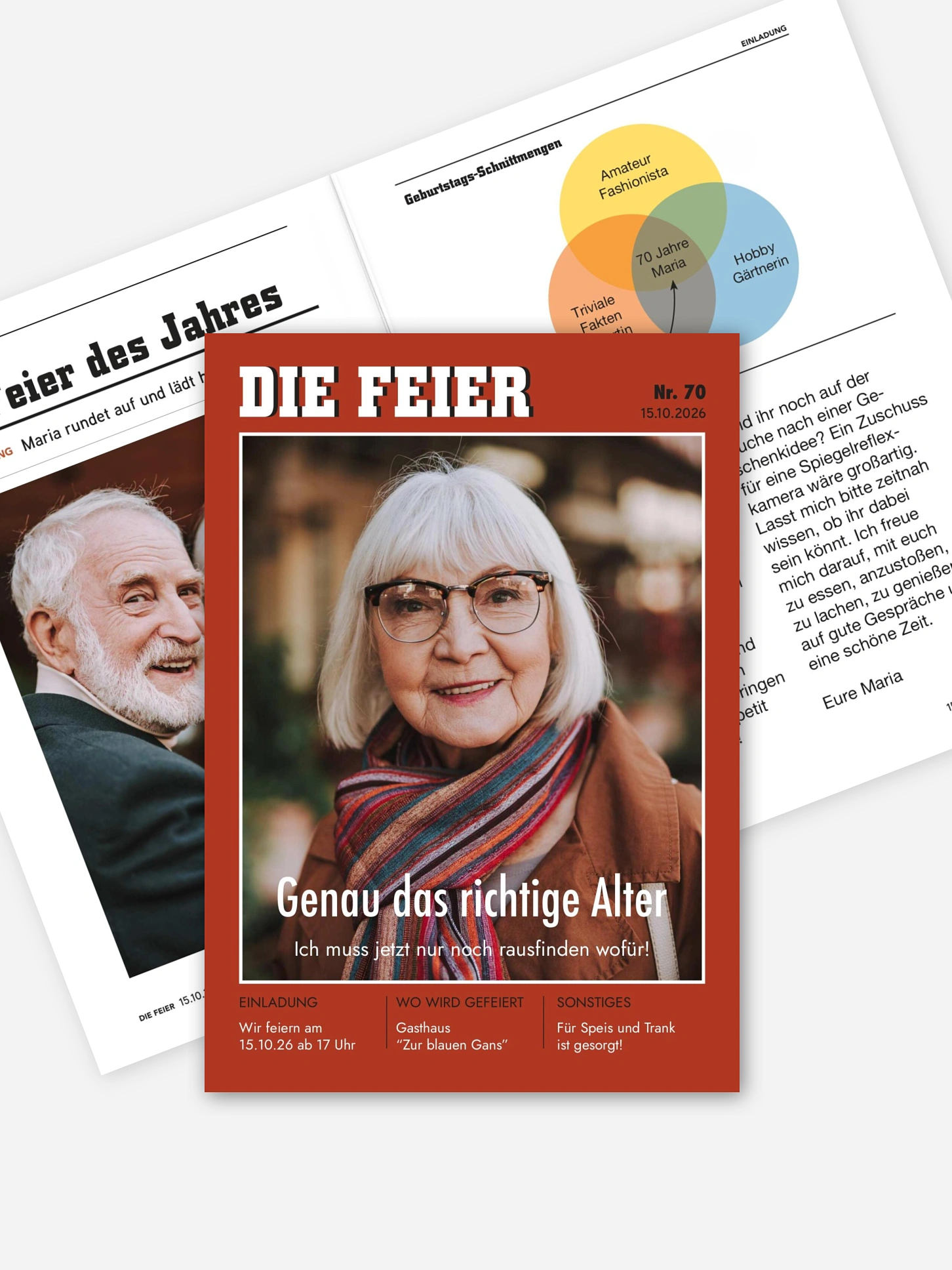 Einladung 70. Geburtstag Die Feier