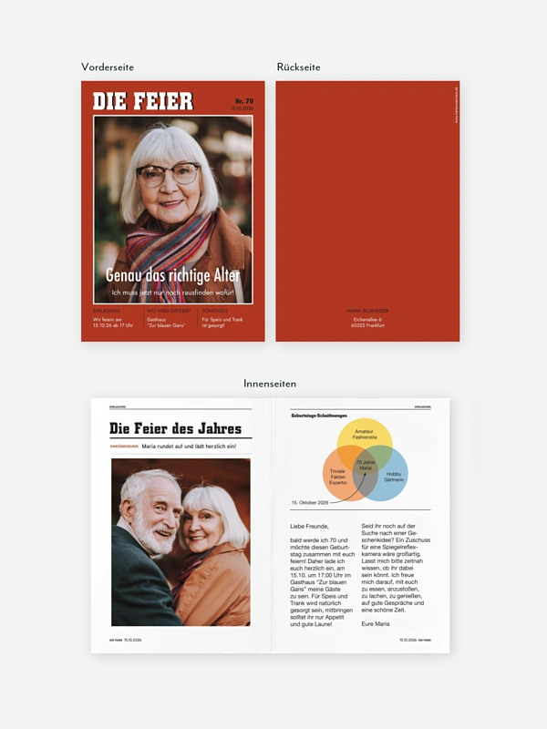 Einladung 70. Geburtstag Die Feier