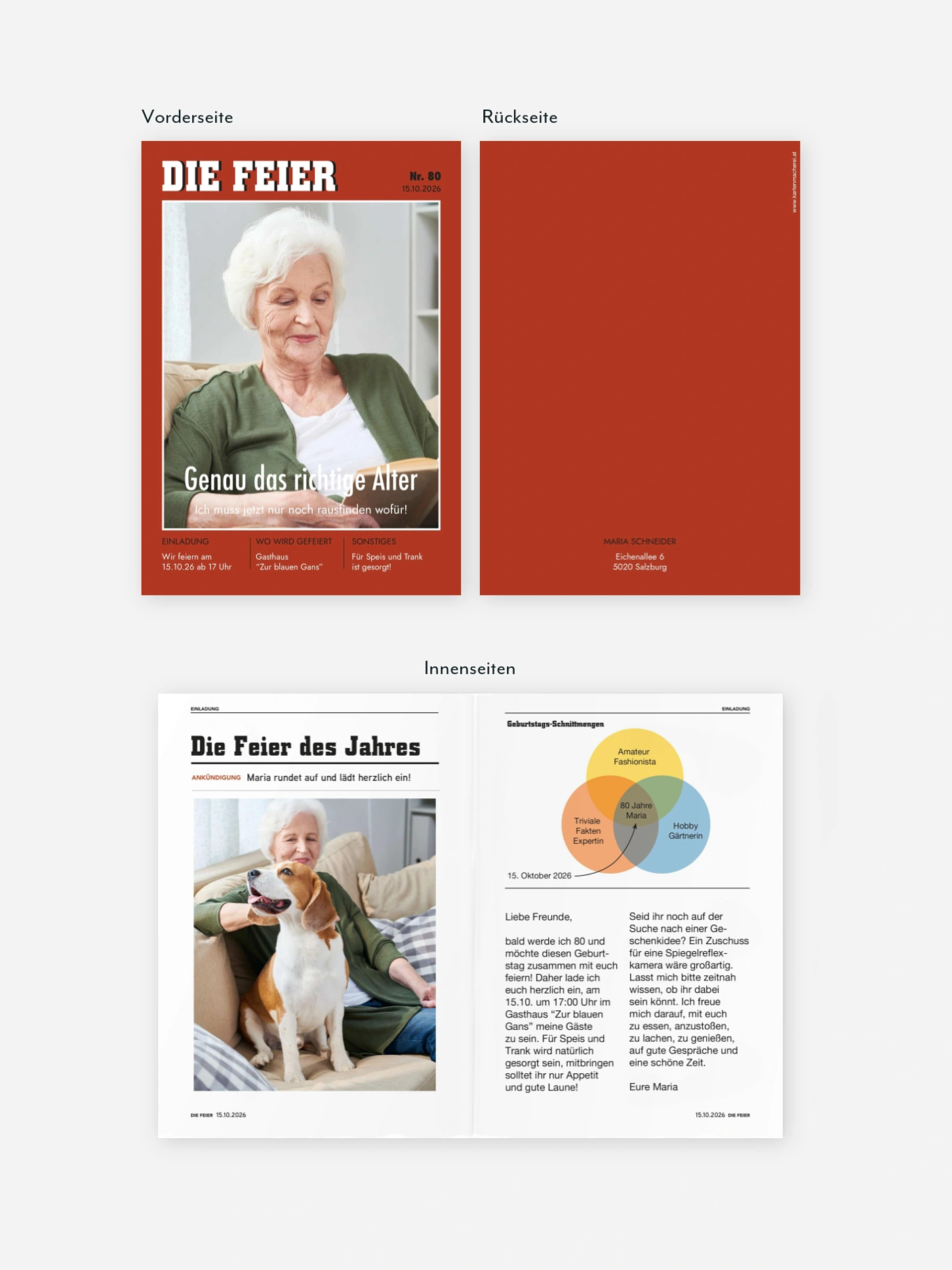 Einladung 80. Geburtstag Die Feier