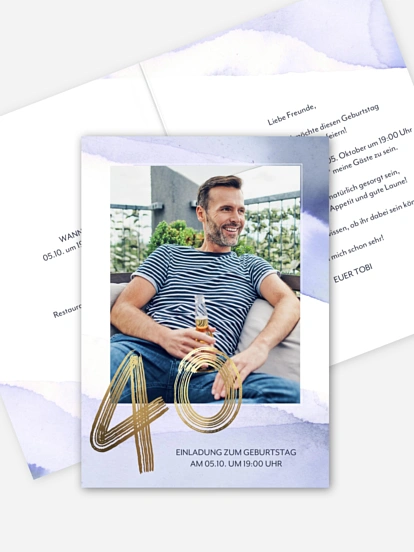 Einladung 40. Geburtstag Farbverlauf