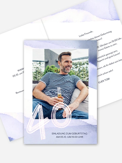 Einladung 40. Geburtstag Farbverlauf