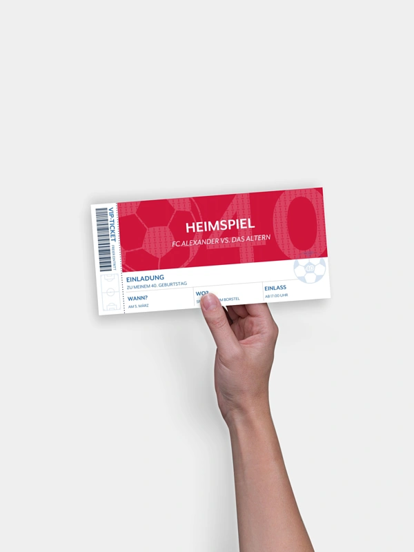Einladung 40. Geburtstag Ticket