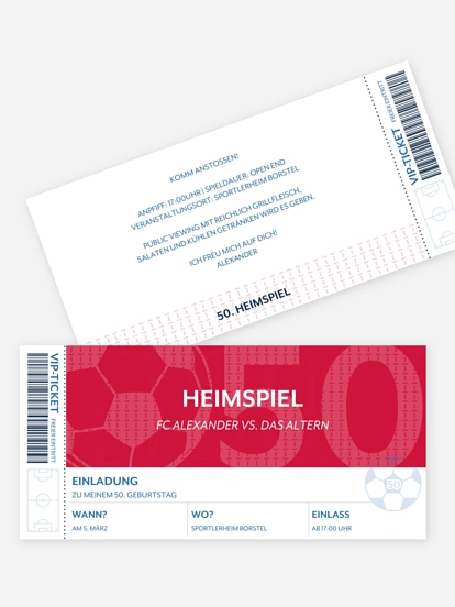 Einladung 50. Geburtstag Ticket
