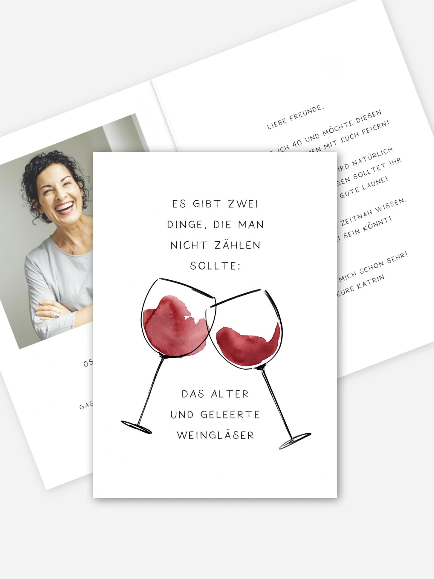 Einladung 50. Geburtstag Weingläser