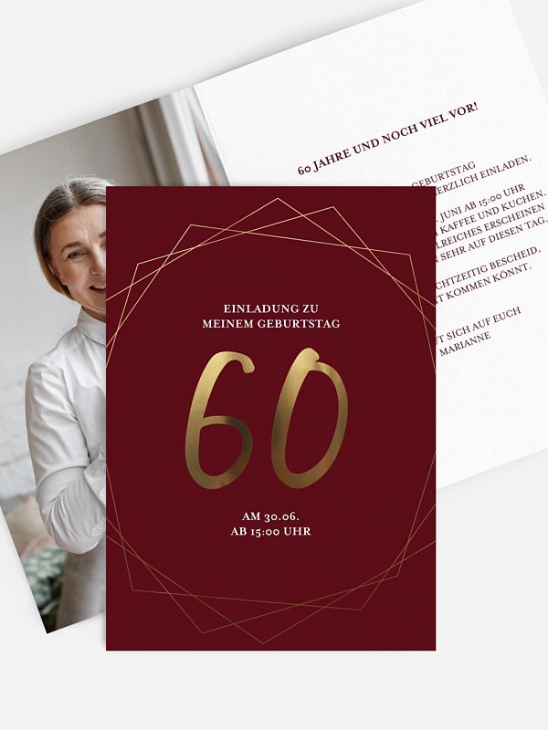 Einladung 60. Geburtstag Vergoldet