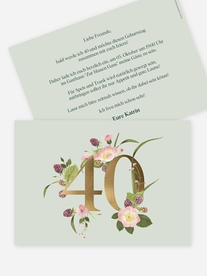 Einladung 40. Geburtstag Gartenparty