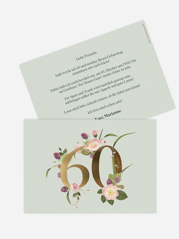 Einladung 60. Geburtstag Gartenparty