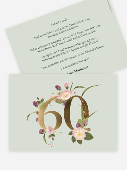 Einladung 60. Geburtstag Gartenparty