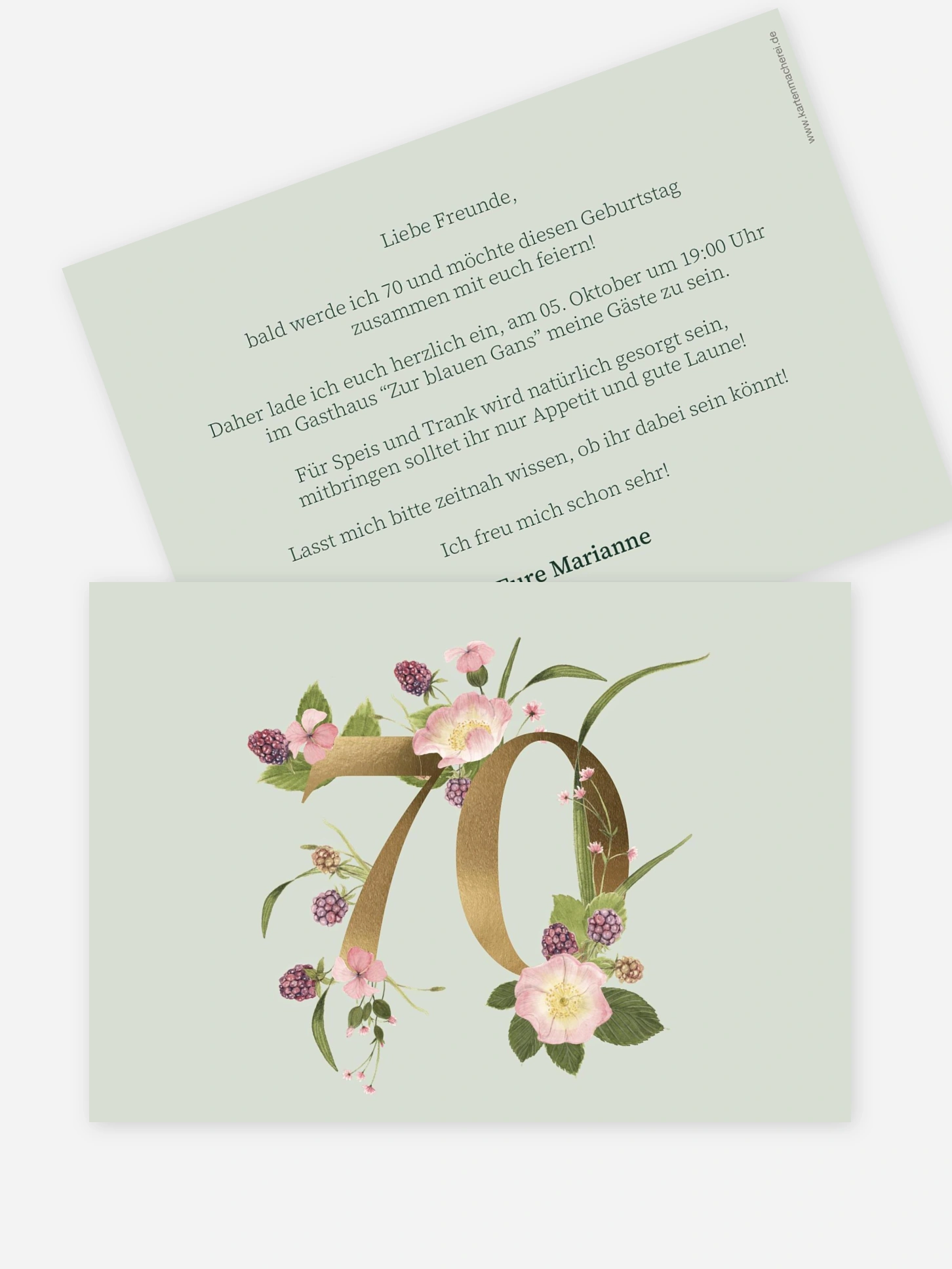 Einladung 70. Geburtstag Gartenparty