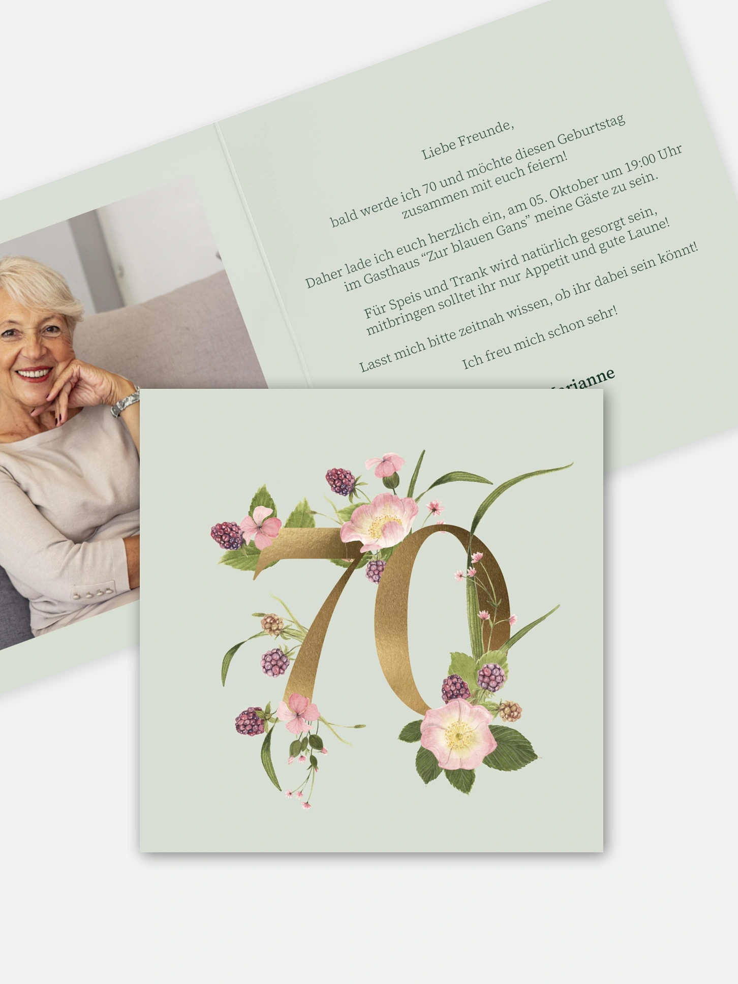 Einladung 70. Geburtstag Gartenparty