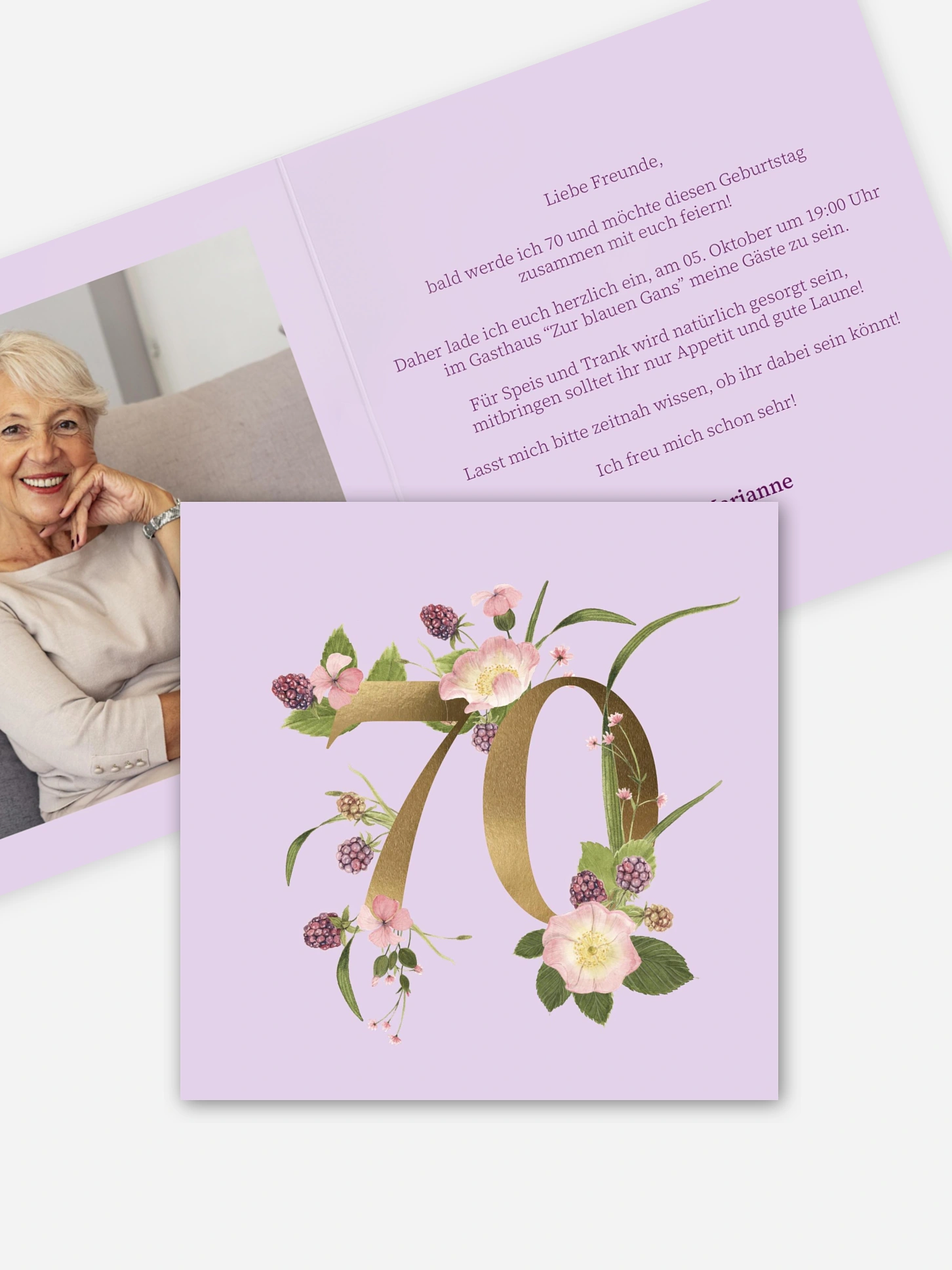 Einladung 70. Geburtstag Gartenparty
