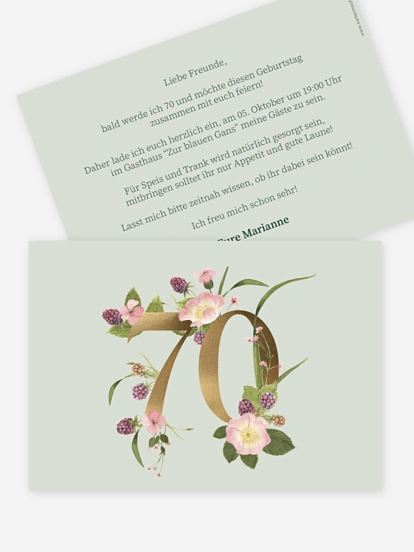 Einladung 70. Geburtstag Gartenparty