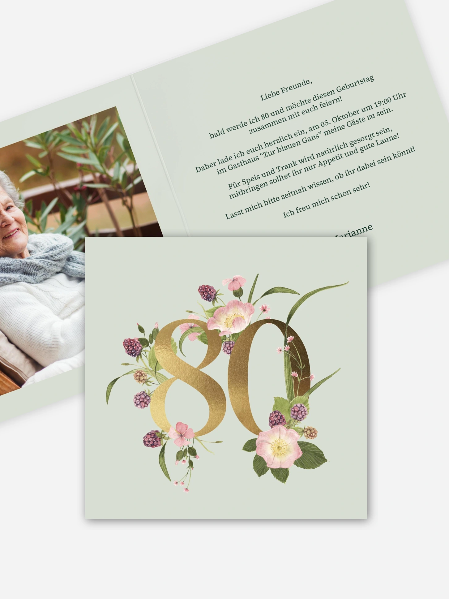 Einladung 80. Geburtstag Gartenparty