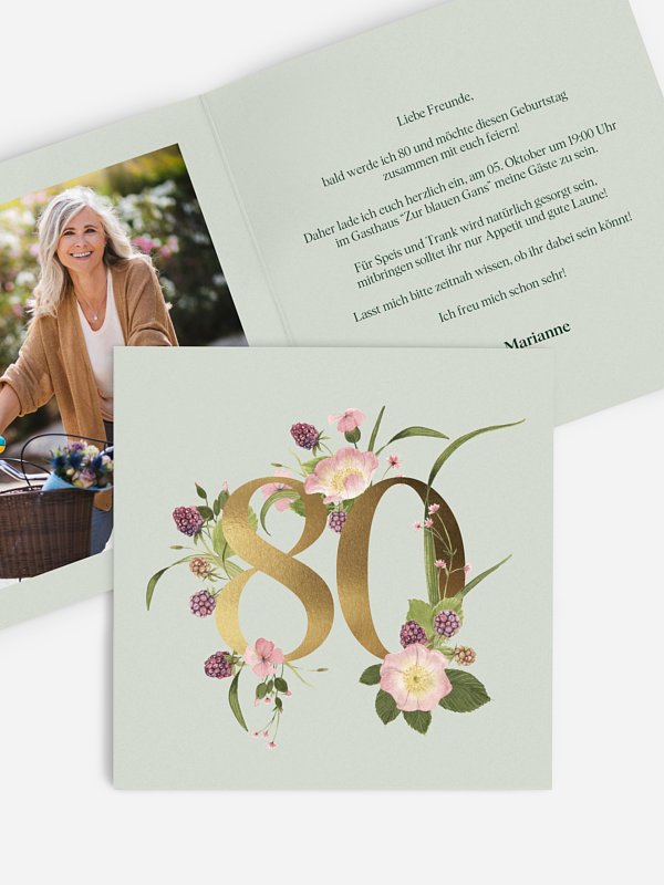 Einladung 80. Geburtstag Gartenparty
