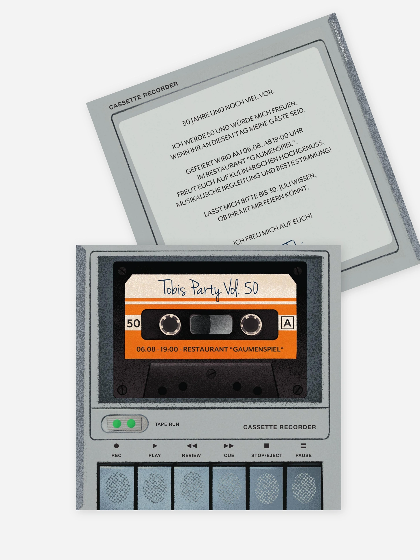 Einladung 50. Geburtstag Tapedeck
