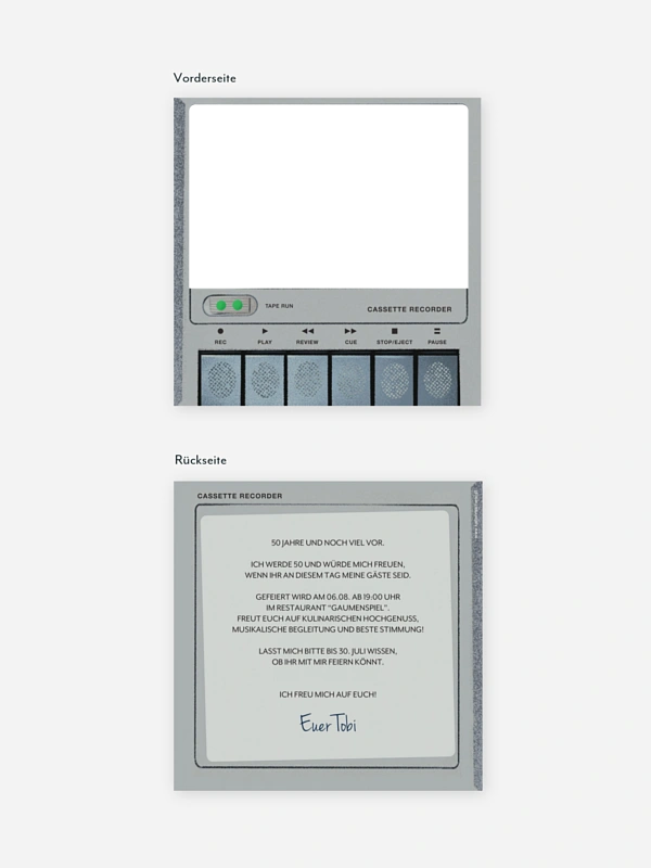 Einladung 50. Geburtstag Tapedeck