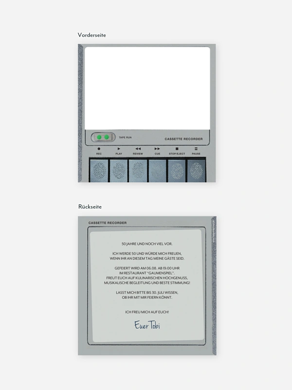 Einladung 50. Geburtstag Tapedeck