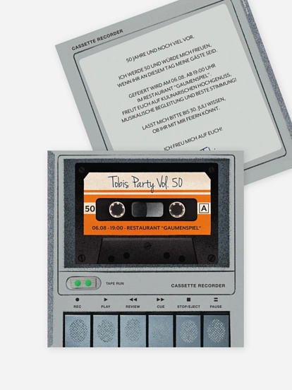 Einladung 50. Geburtstag Tapedeck