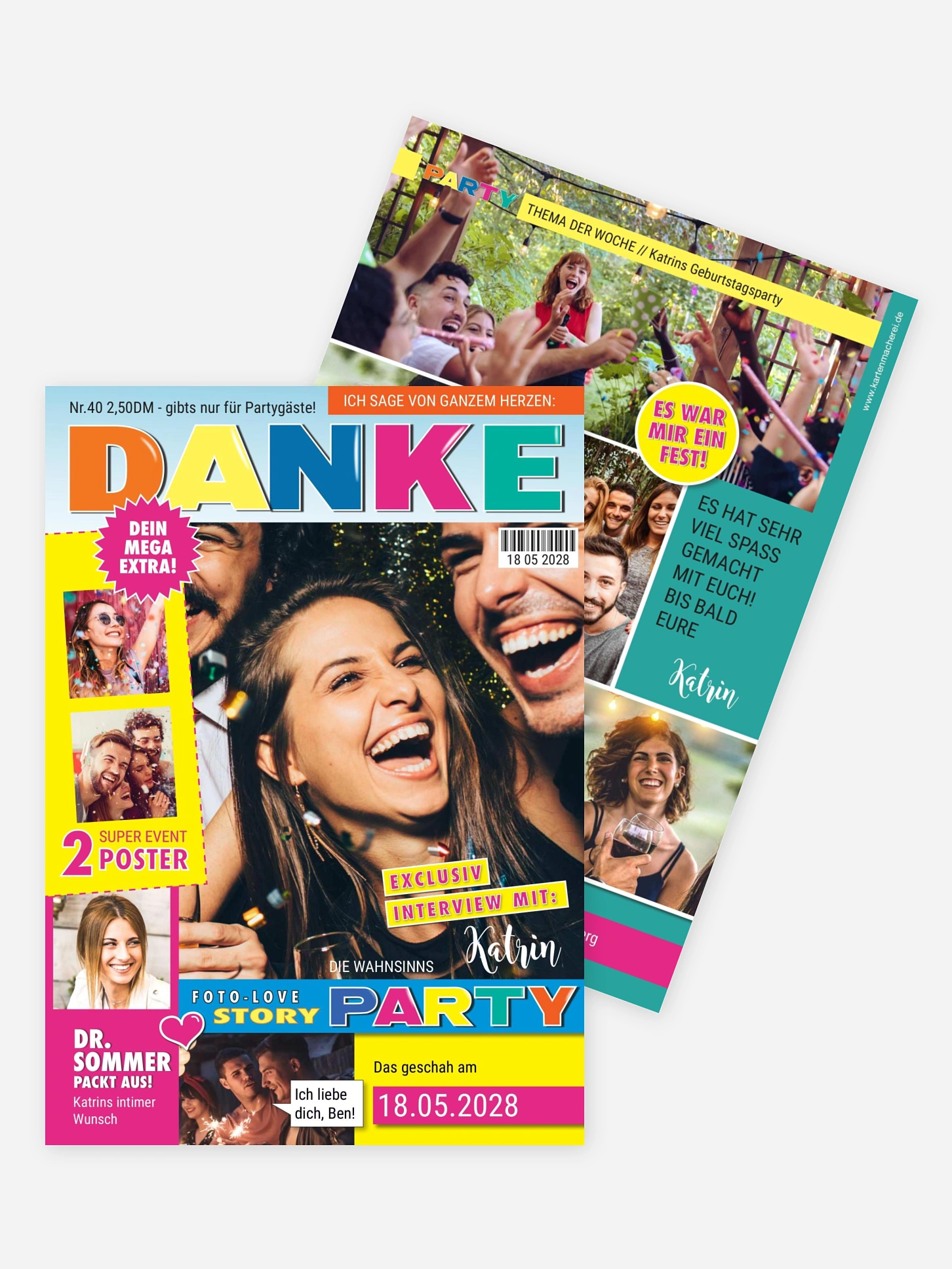 Dankeskarte Geburtstag Partycover