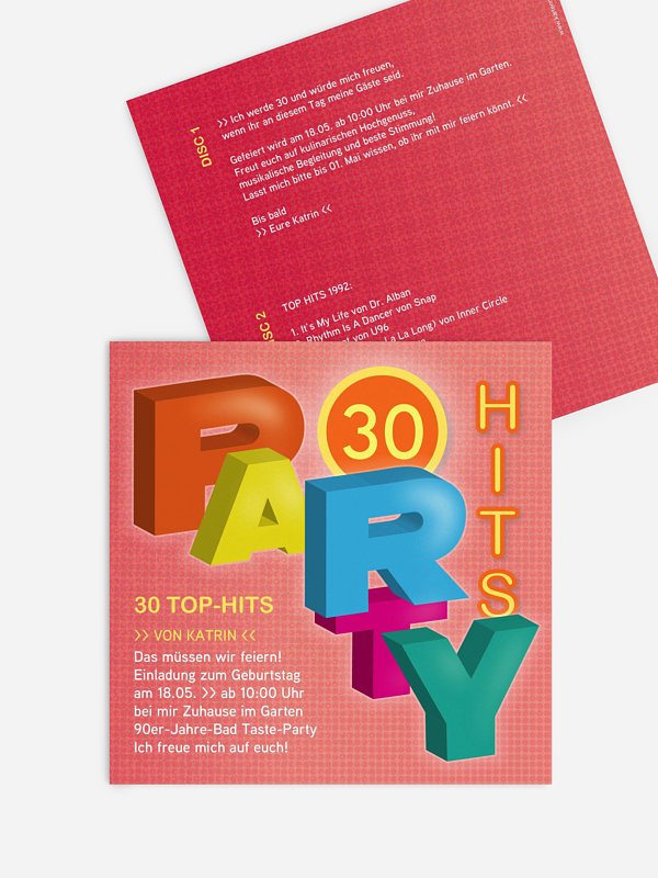 Einladung 30. Geburtstag Party Hits