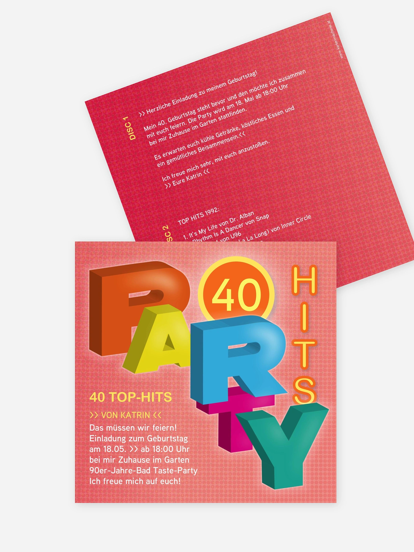 Einladung 40. Geburtstag Party Hits