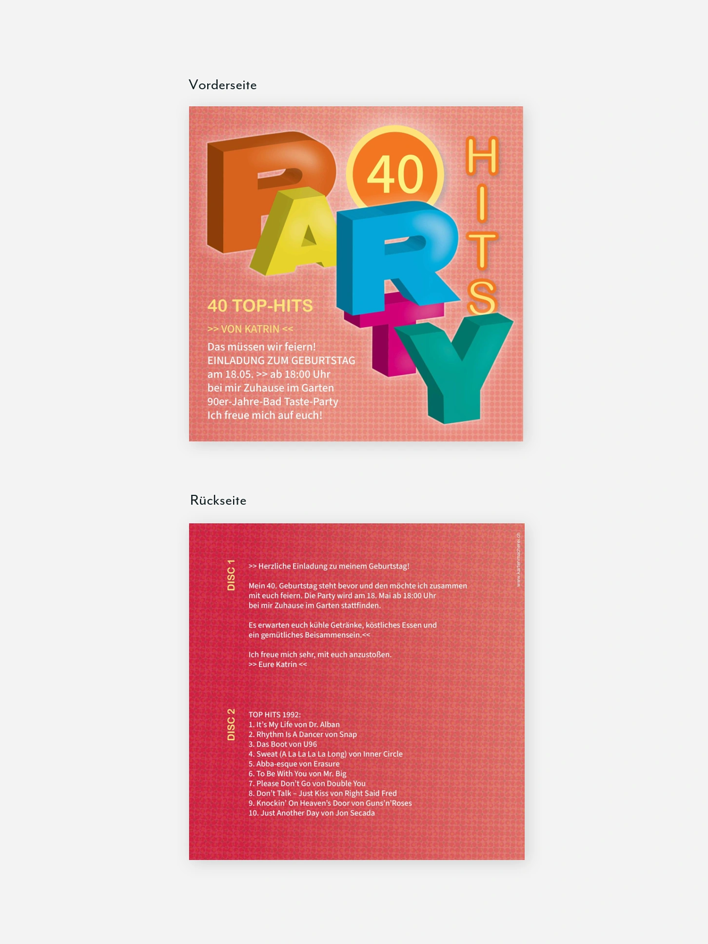 Einladung 40. Geburtstag Party Hits