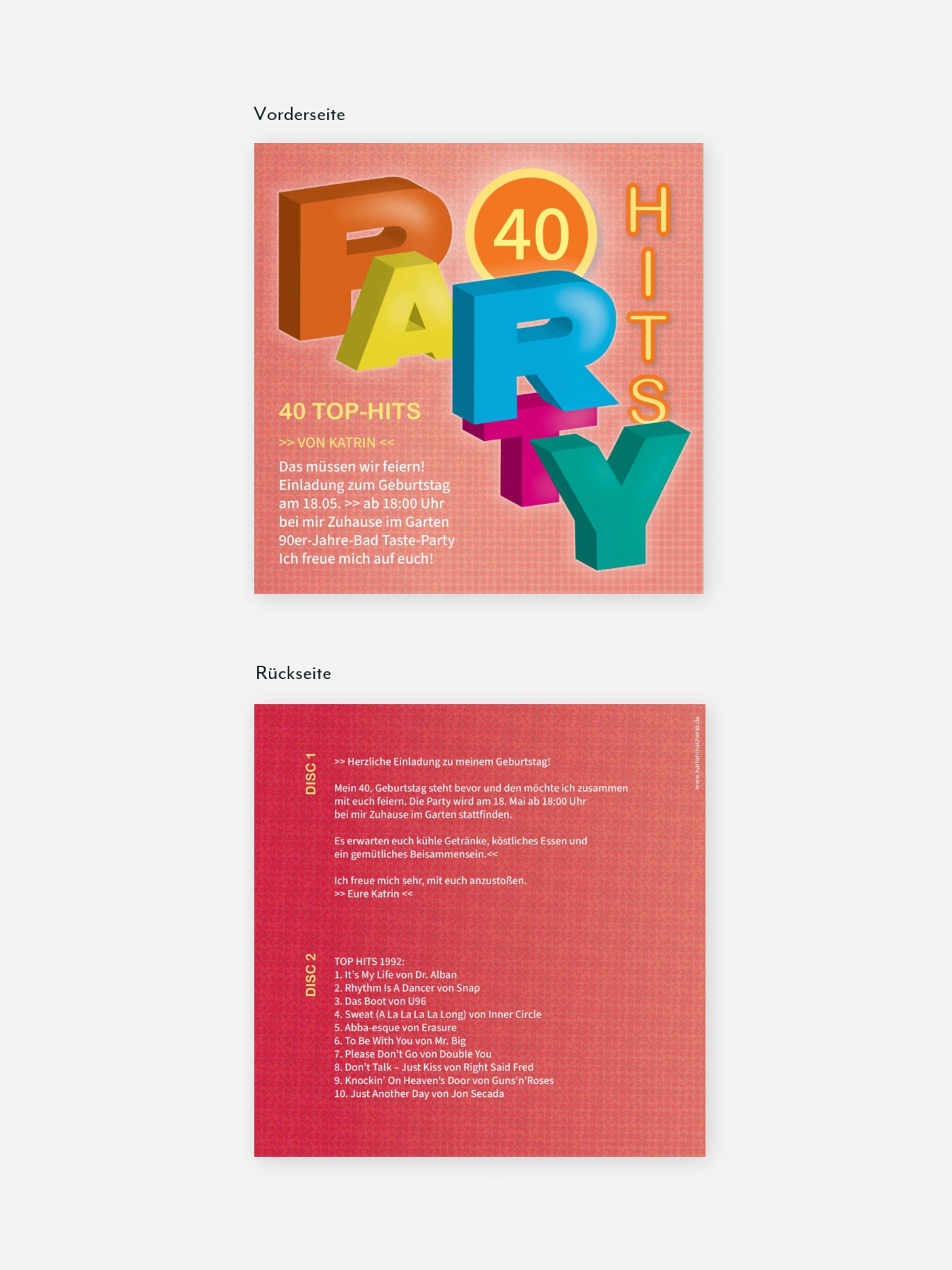 Einladung 40. Geburtstag Party Hits
