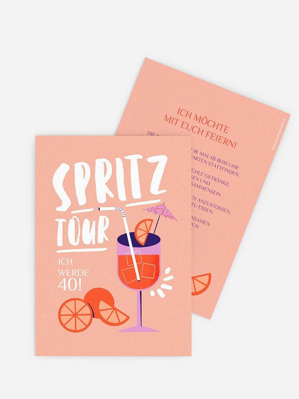 Einladung 40. Geburtstag Spritz-Tour