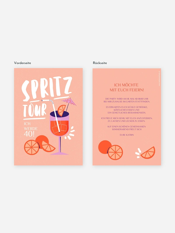 Einladung 40. Geburtstag Spritz-Tour