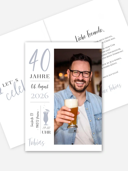 Einladung 40. Geburtstag Birthday Icons