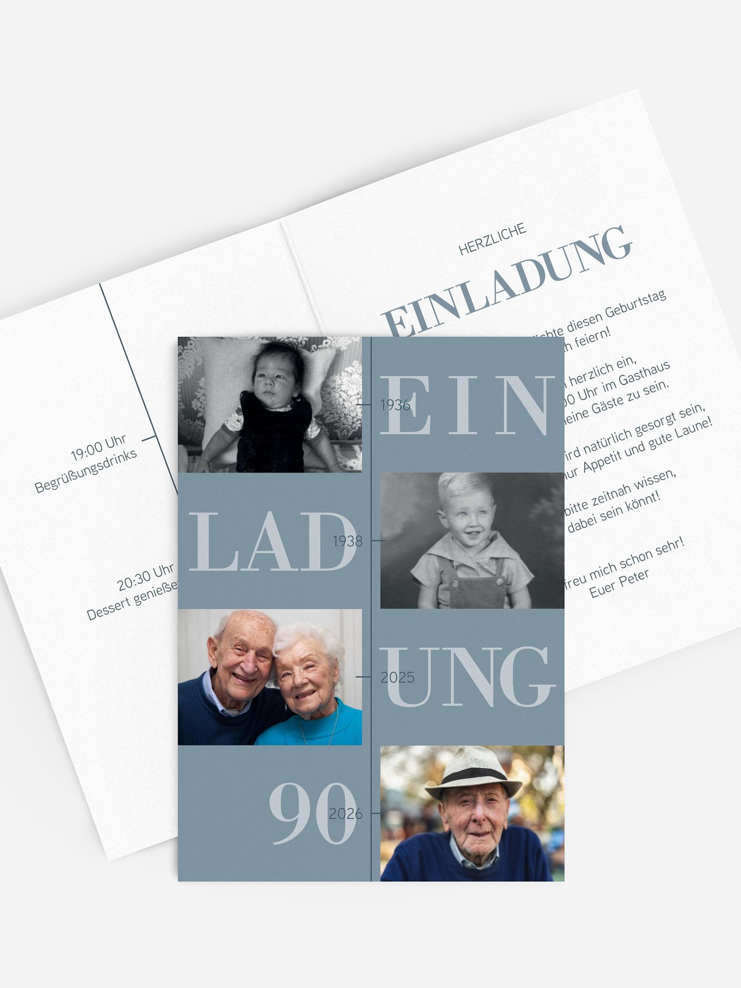 Einladung 90. Geburtstag Damals bis heute