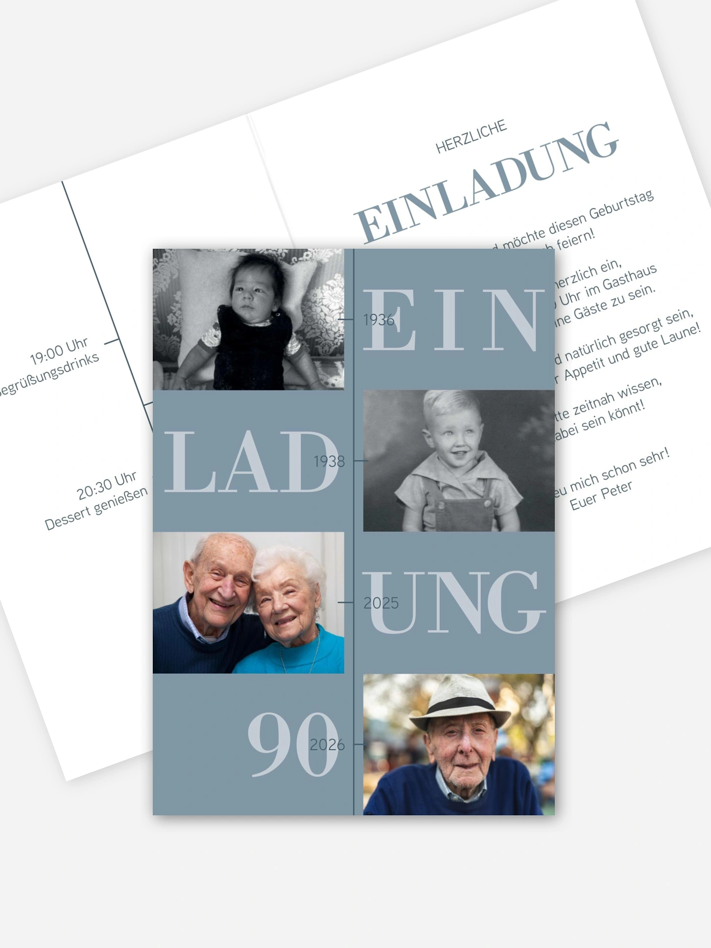 Einladung 90. Geburtstag Damals bis heute